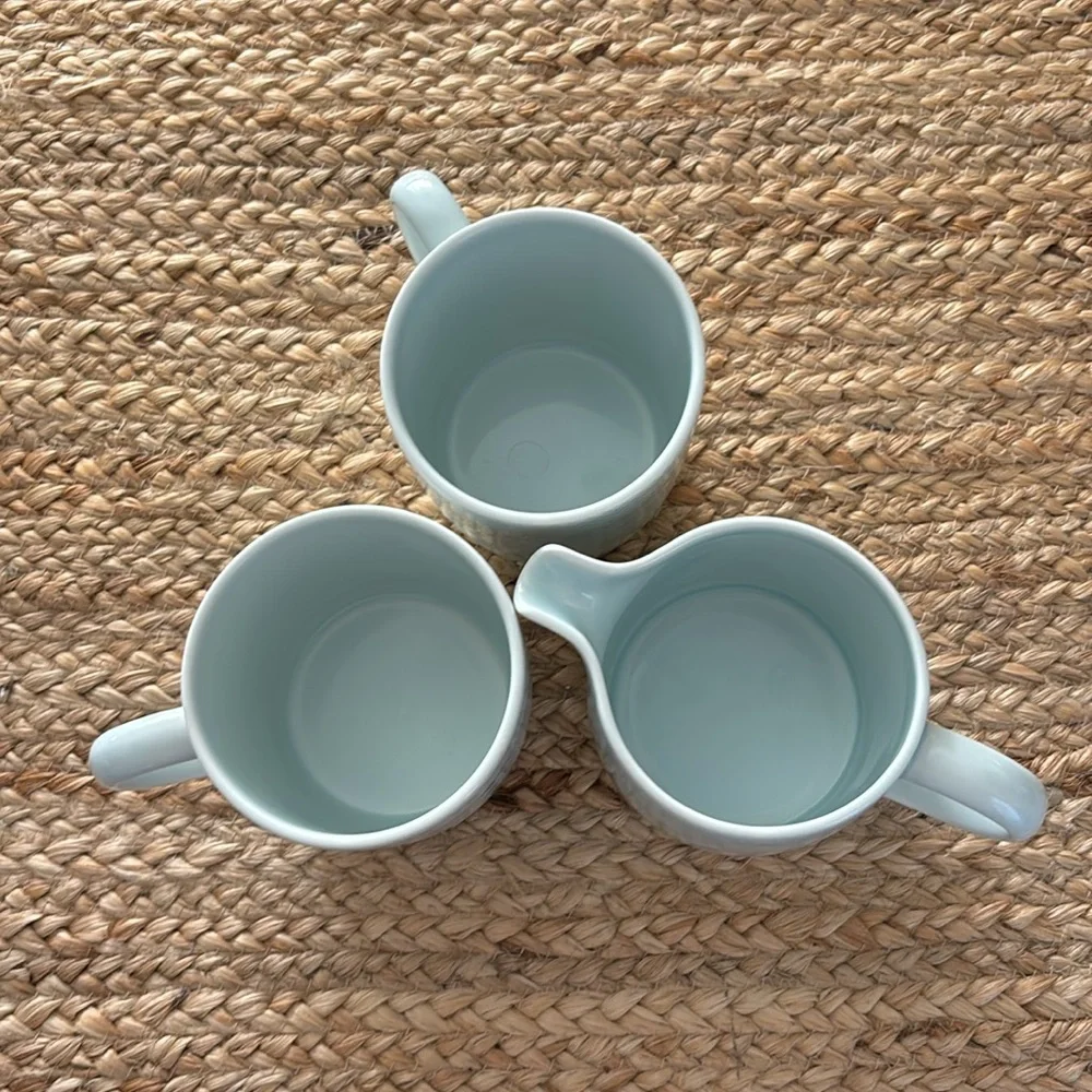 Crate&Barrel coffee mug & creamer set- pastel blue